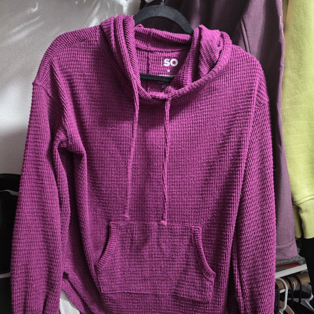 SO Women's Magenta Waffle Knit Hoodie